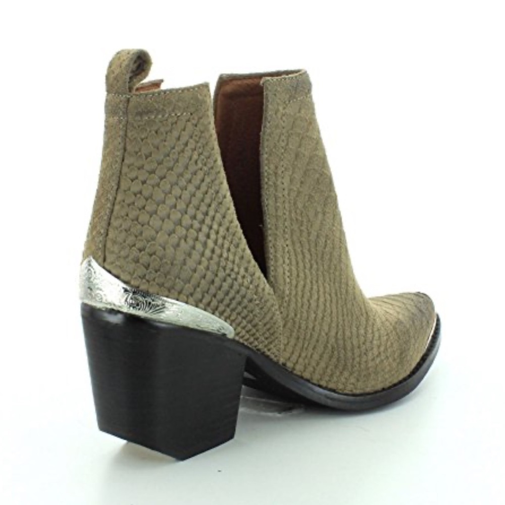 Jeffrey Campbell Olive green Cromwell snakeskin silver heel toe 9